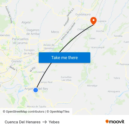 Cuenca Del Henares to Yebes map