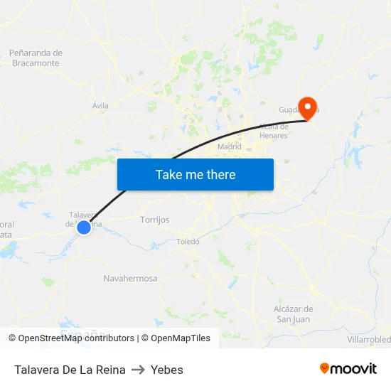 Talavera De La Reina to Yebes map