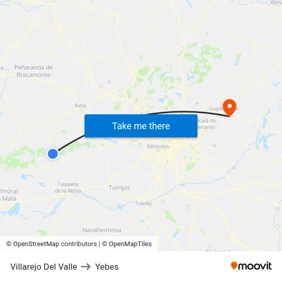 Villarejo Del Valle to Yebes map