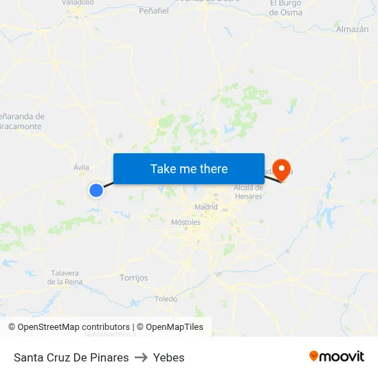 Santa Cruz De Pinares to Yebes map