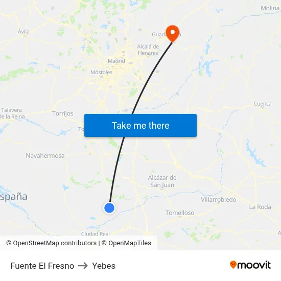 Fuente El Fresno to Yebes map