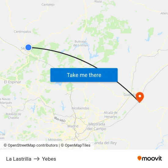 La Lastrilla to Yebes map