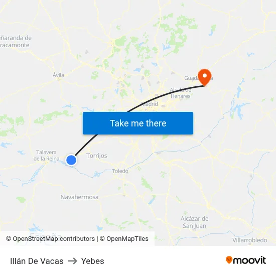 Illán De Vacas to Yebes map