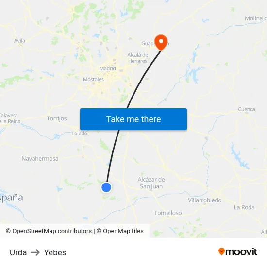 Urda to Yebes map
