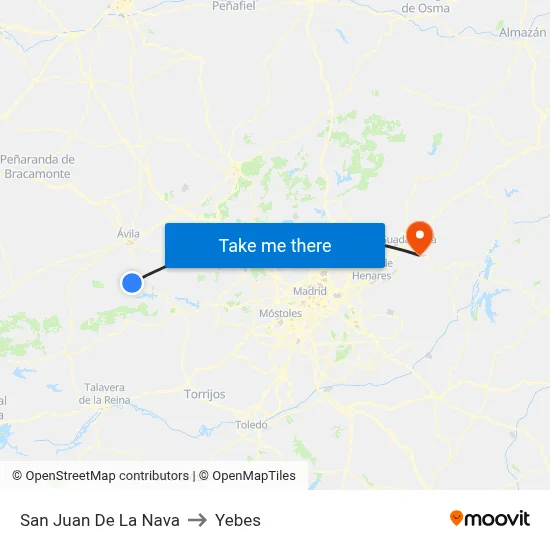 San Juan De La Nava to Yebes map