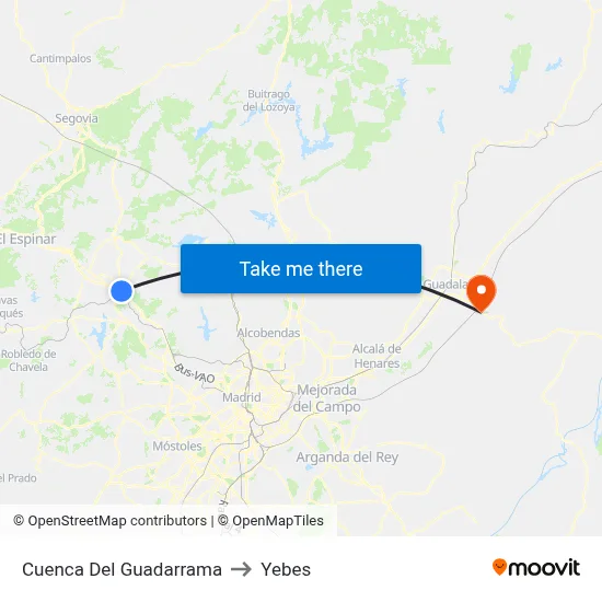 Cuenca Del Guadarrama to Yebes map