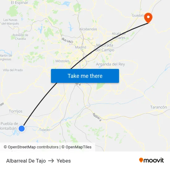 Albarreal De Tajo to Yebes map