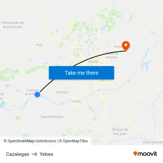 Cazalegas to Yebes map
