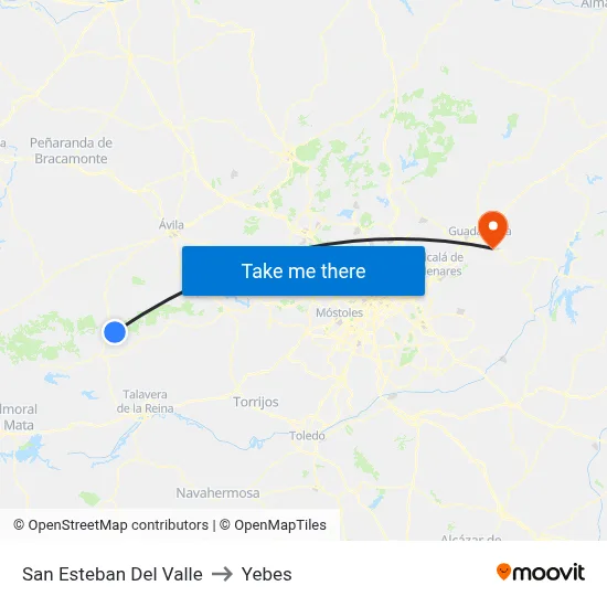 San Esteban Del Valle to Yebes map