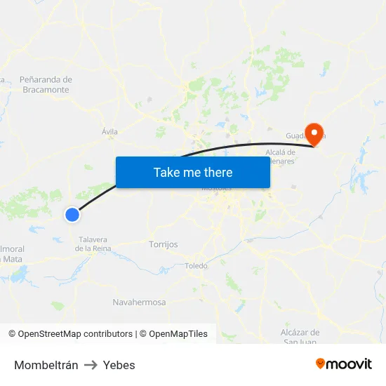 Mombeltrán to Yebes map