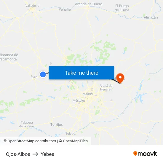 Ojos-Albos to Yebes map