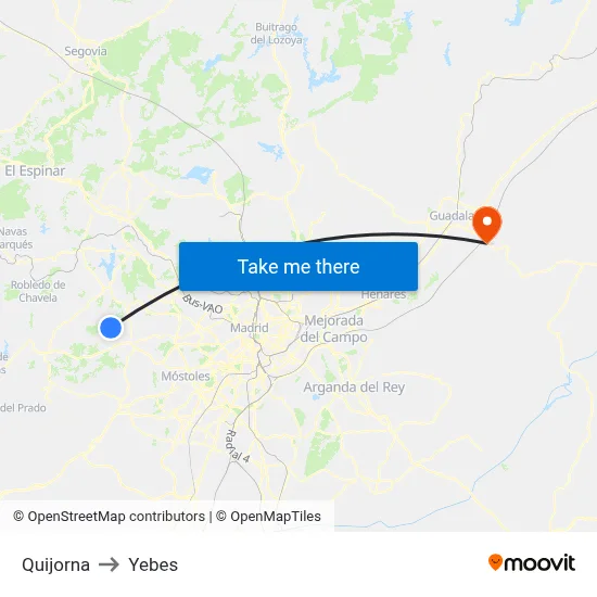 Quijorna to Yebes map
