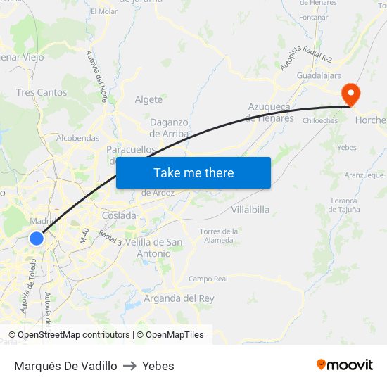 Marqués De Vadillo to Yebes map
