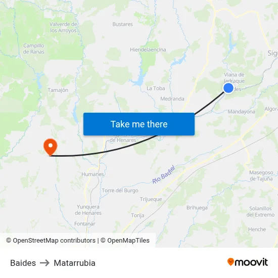 Baides to Matarrubia map