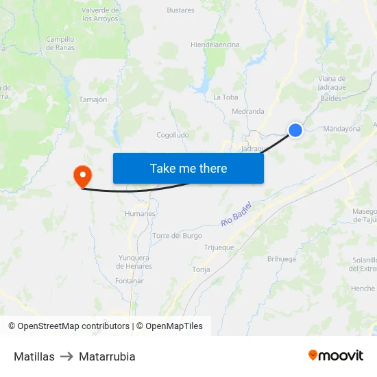 Matillas to Matarrubia map
