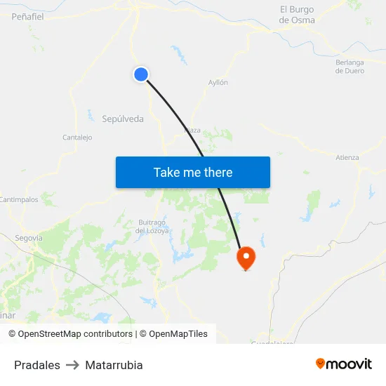Pradales to Matarrubia map