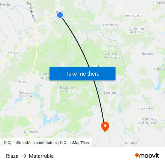 Riaza to Matarrubia map
