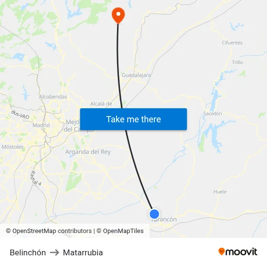 Belinchón to Matarrubia map