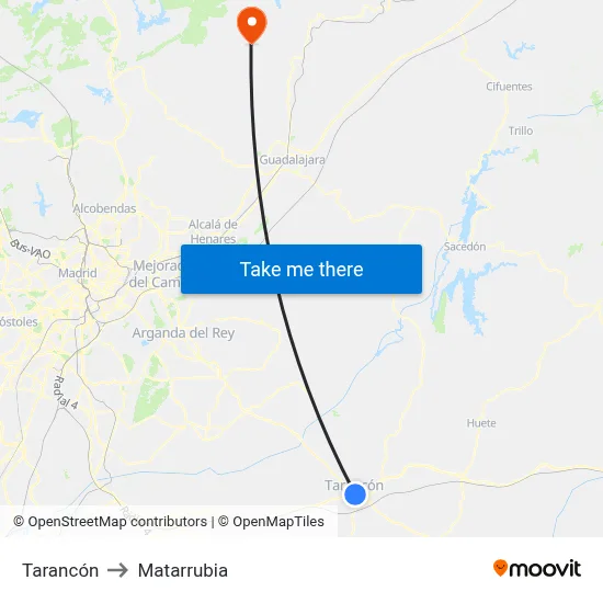 Tarancón to Matarrubia map
