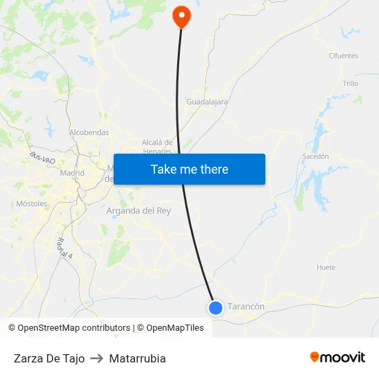 Zarza De Tajo to Matarrubia map