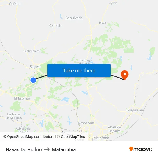Navas De Riofrío to Matarrubia map