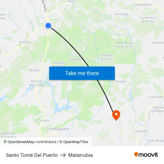 Santo Tomé Del Puerto to Matarrubia map
