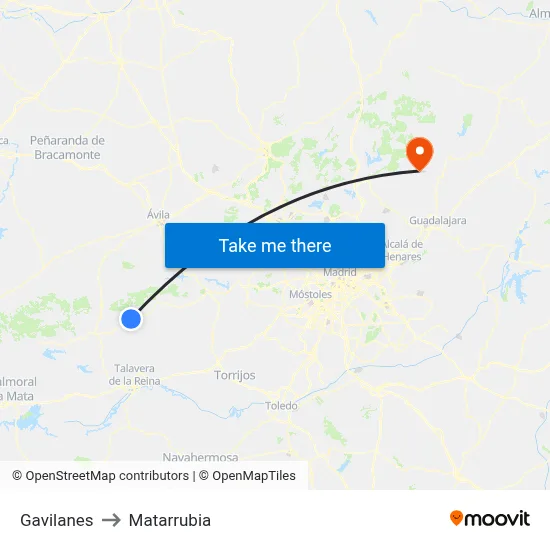 Gavilanes to Matarrubia map