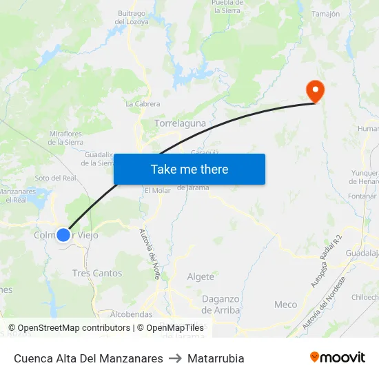 Cuenca Alta Del Manzanares to Matarrubia map