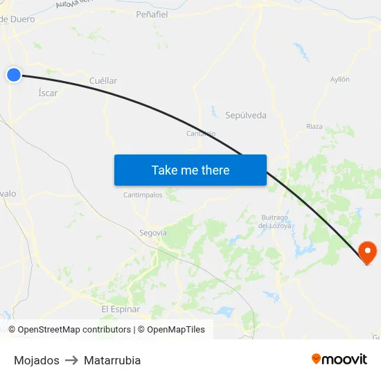 Mojados to Matarrubia map