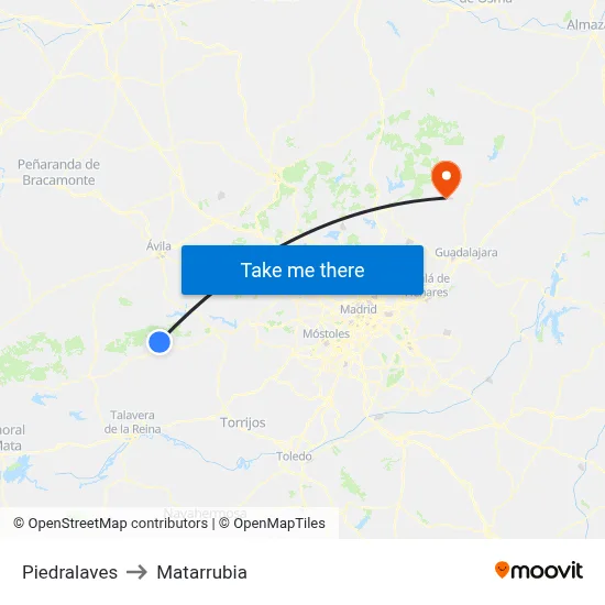 Piedralaves to Matarrubia map