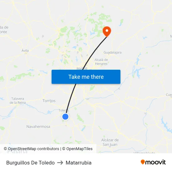 Burguillos De Toledo to Matarrubia map