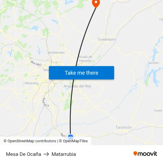 Mesa De Ocaña to Matarrubia map