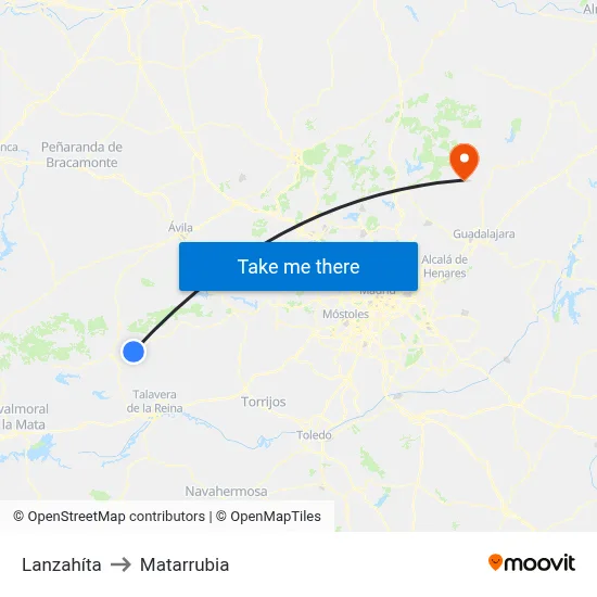 Lanzahíta to Matarrubia map