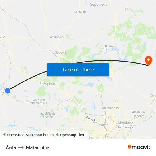 Ávila to Matarrubia map