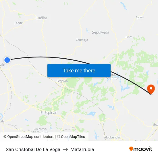 San Cristóbal De La Vega to Matarrubia map