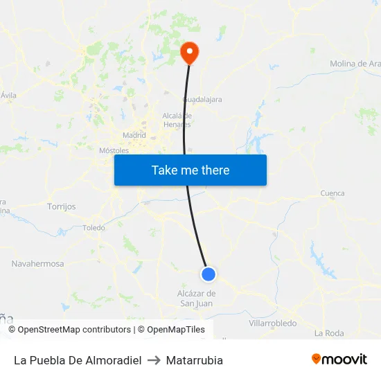 La Puebla De Almoradiel to Matarrubia map