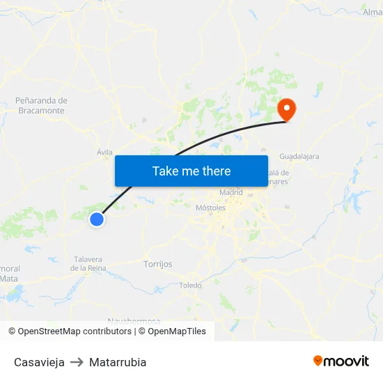 Casavieja to Matarrubia map