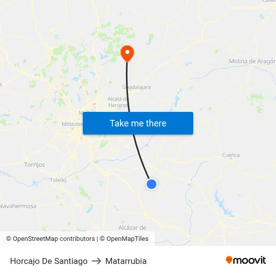 Horcajo De Santiago to Matarrubia map