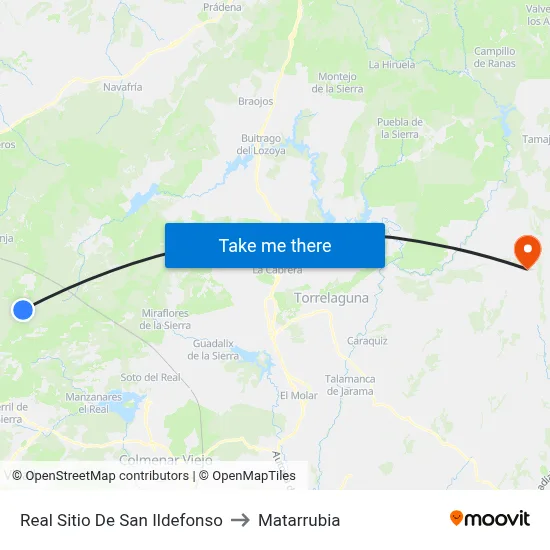 Real Sitio De San Ildefonso to Matarrubia map