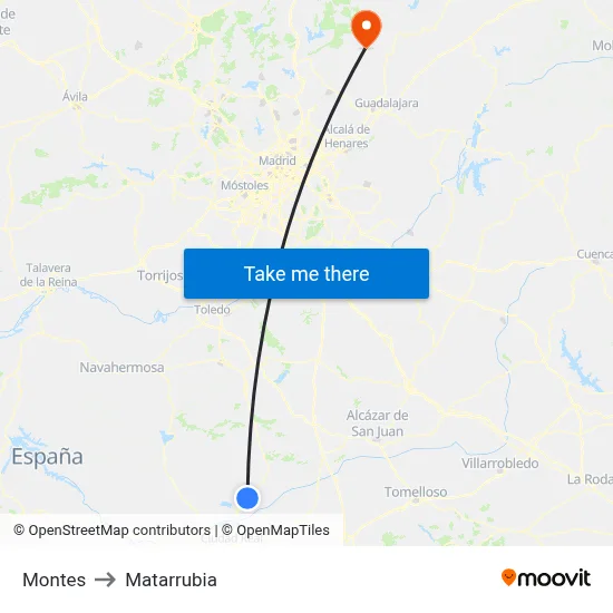Montes to Matarrubia map