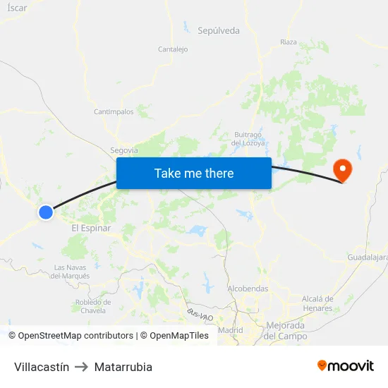 Villacastín to Matarrubia map
