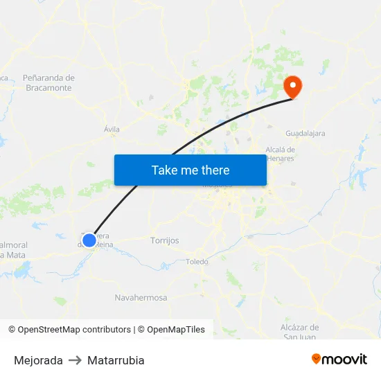 Mejorada to Matarrubia map