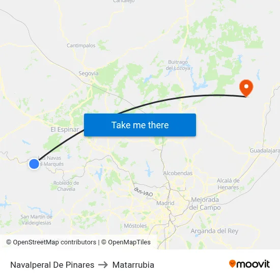 Navalperal De Pinares to Matarrubia map
