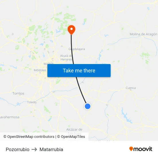 Pozorrubio to Matarrubia map