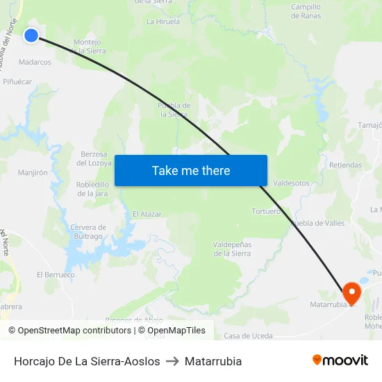 Horcajo De La Sierra-Aoslos to Matarrubia map