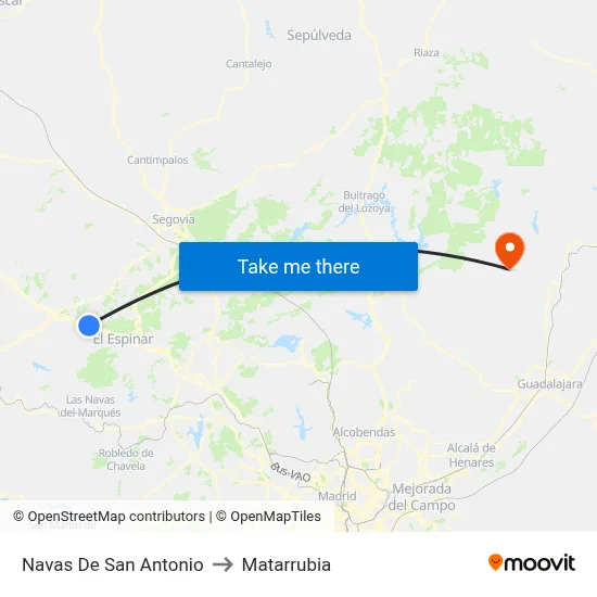 Navas De San Antonio to Matarrubia map