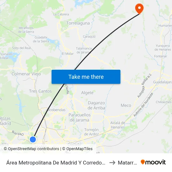 Área Metropolitana De Madrid Y Corredor Del Henares to Matarrubia map