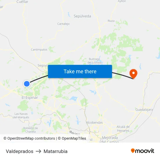 Valdeprados to Matarrubia map