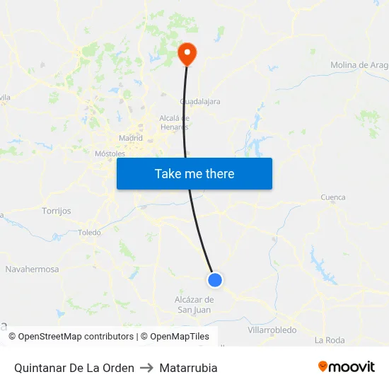 Quintanar De La Orden to Matarrubia map