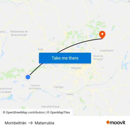 Mombeltrán to Matarrubia map